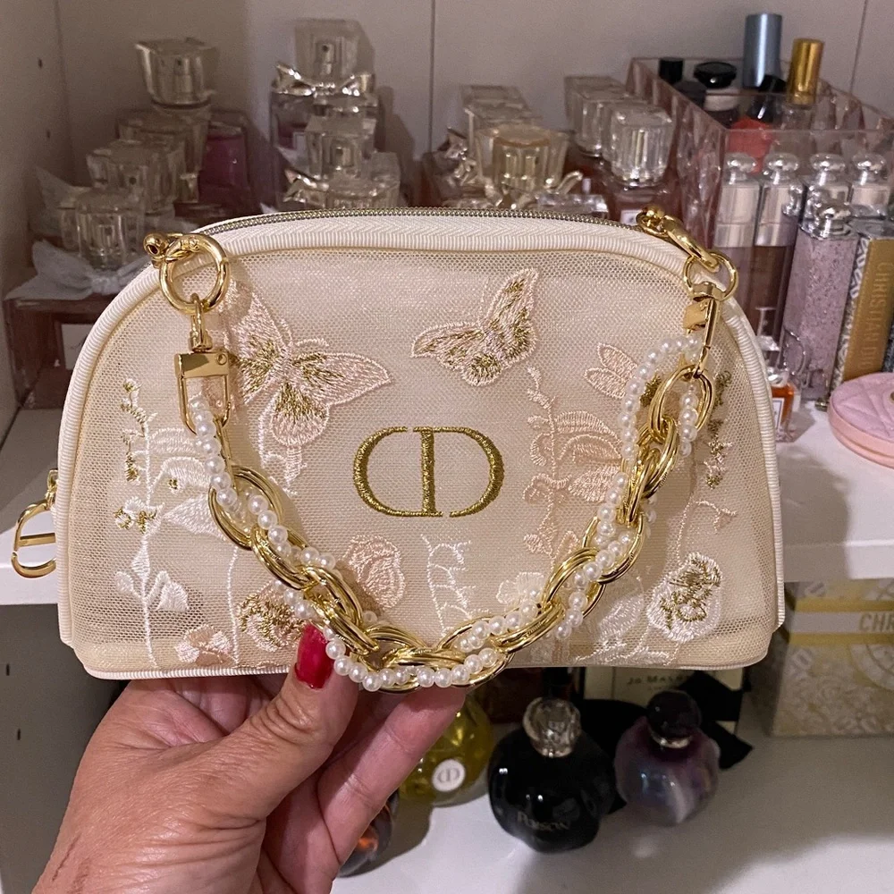 Dior Beauty Embroidered Cream Handbag